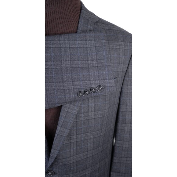 Calvin Klein Mens Two Button Plaid Blazer Wool Sport Coat Jacket Size 42XL - Picture 6 of 13